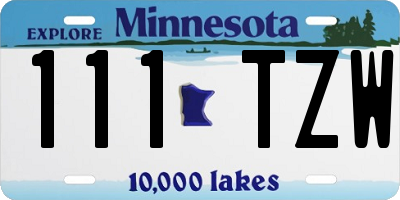 MN license plate 111TZW