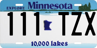 MN license plate 111TZX