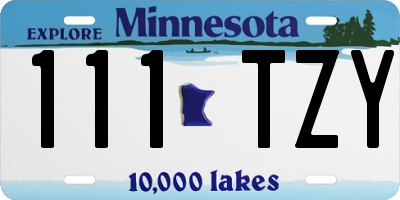 MN license plate 111TZY