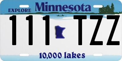 MN license plate 111TZZ