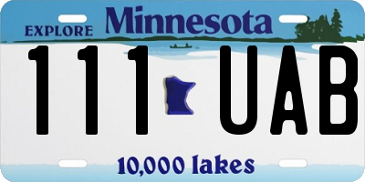 MN license plate 111UAB