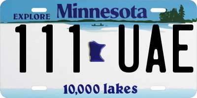 MN license plate 111UAE