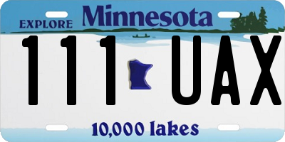 MN license plate 111UAX