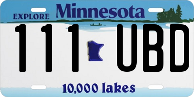 MN license plate 111UBD