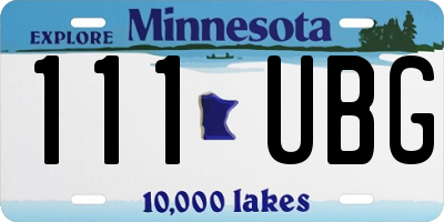 MN license plate 111UBG