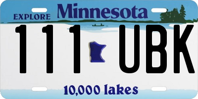 MN license plate 111UBK