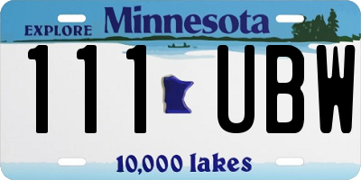MN license plate 111UBW