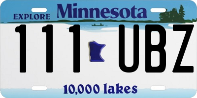 MN license plate 111UBZ