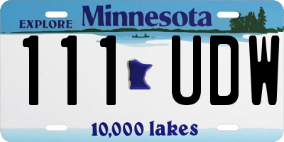 MN license plate 111UDW