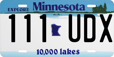 MN license plate 111UDX