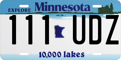 MN license plate 111UDZ