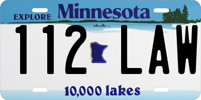 MN license plate 112LAW