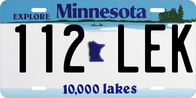 MN license plate 112LEK