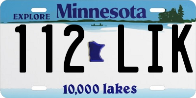 MN license plate 112LIK
