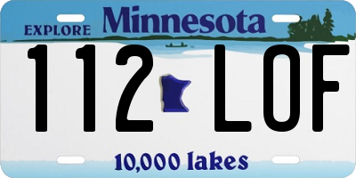 MN license plate 112LOF