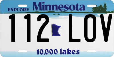 MN license plate 112LOV