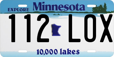 MN license plate 112LOX