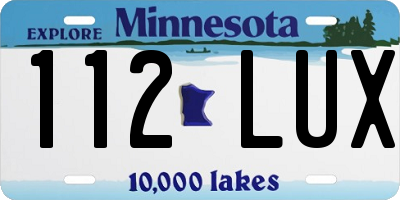 MN license plate 112LUX