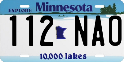 MN license plate 112NAO