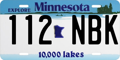 MN license plate 112NBK