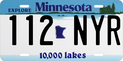 MN license plate 112NYR