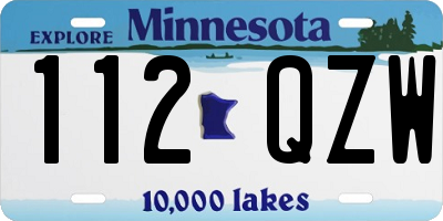 MN license plate 112QZW