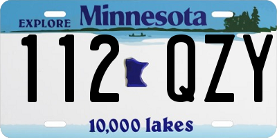 MN license plate 112QZY