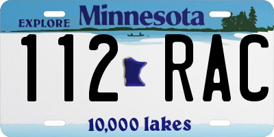 MN license plate 112RAC