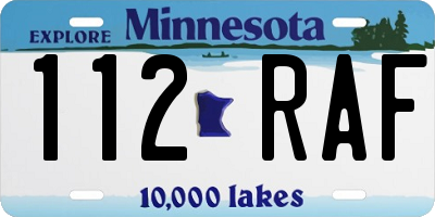 MN license plate 112RAF