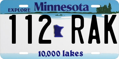 MN license plate 112RAK