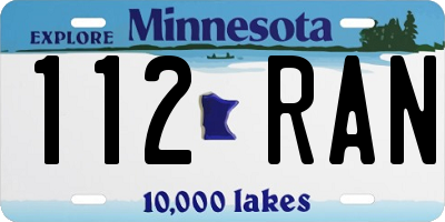MN license plate 112RAN