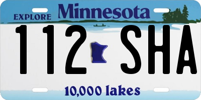 MN license plate 112SHA