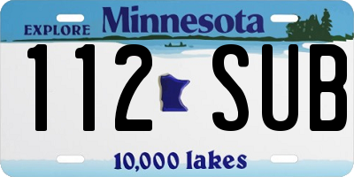 MN license plate 112SUB