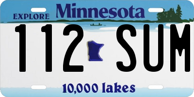MN license plate 112SUM