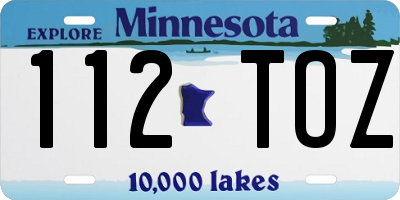 MN license plate 112TOZ