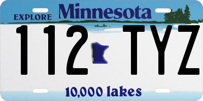 MN license plate 112TYZ