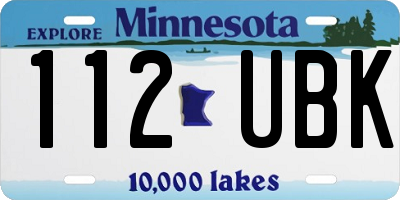 MN license plate 112UBK