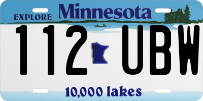 MN license plate 112UBW