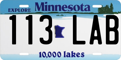 MN license plate 113LAB