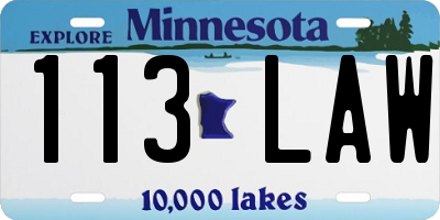 MN license plate 113LAW