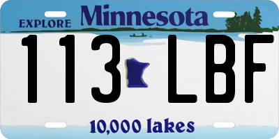 MN license plate 113LBF