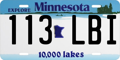 MN license plate 113LBI
