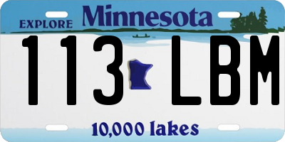 MN license plate 113LBM