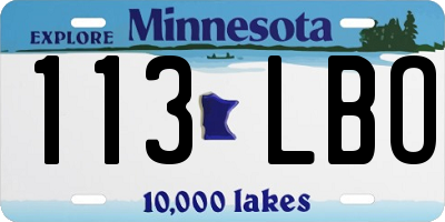 MN license plate 113LBO