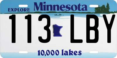 MN license plate 113LBY