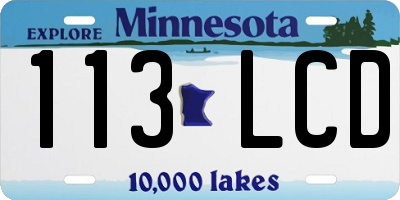 MN license plate 113LCD