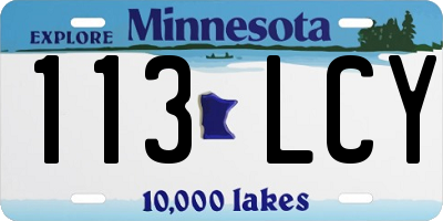 MN license plate 113LCY