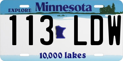 MN license plate 113LDW