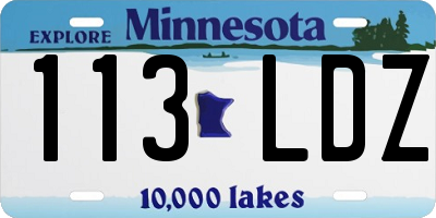 MN license plate 113LDZ
