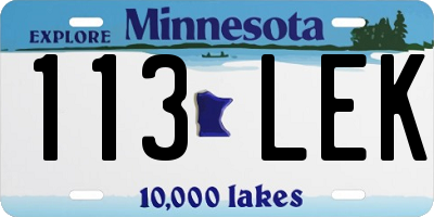 MN license plate 113LEK